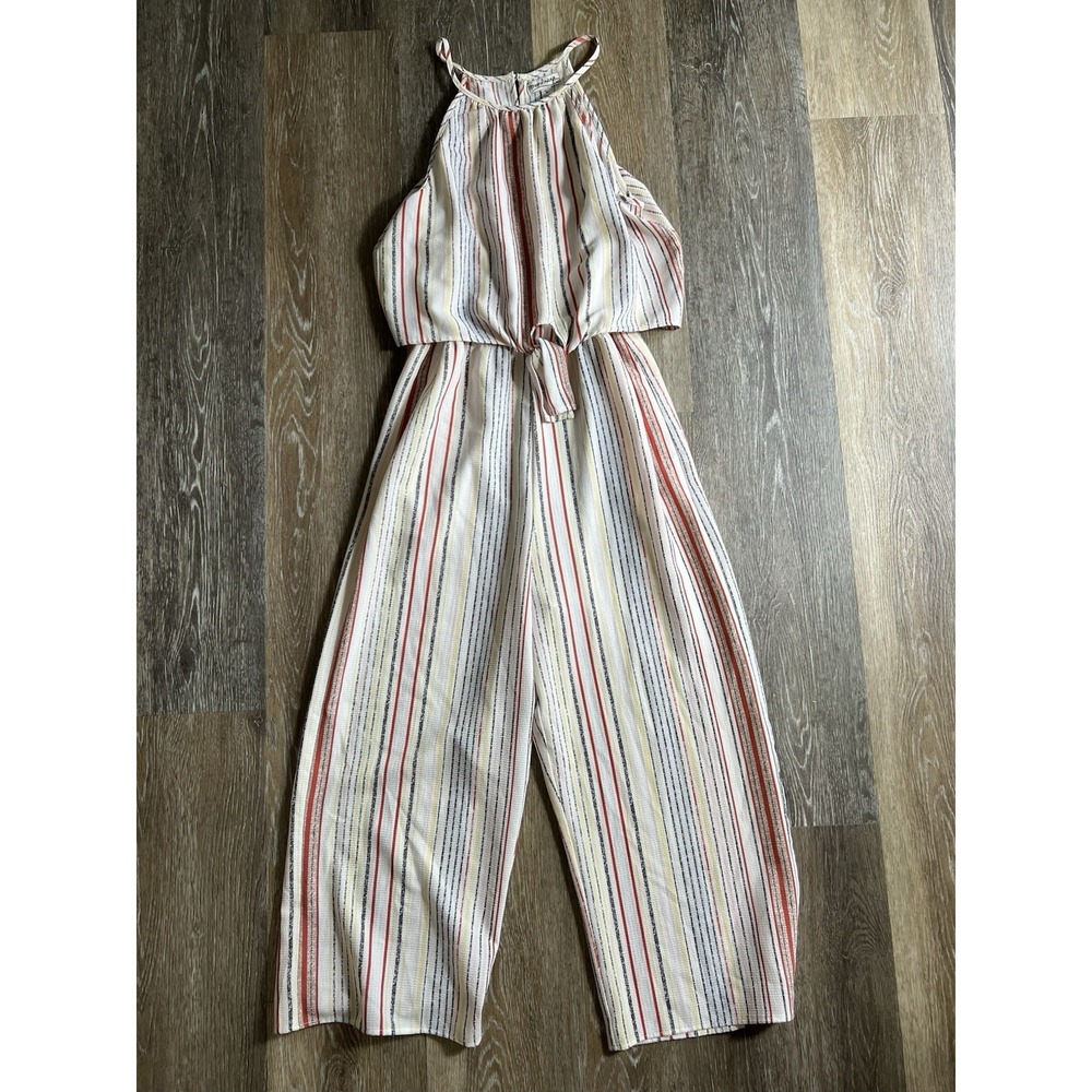 Xtraordinary size small Cute striped jumpsuit with tie waist